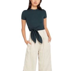 EUC CAPULET Peyton Tie Front Bodysuit Peacock Teal Large